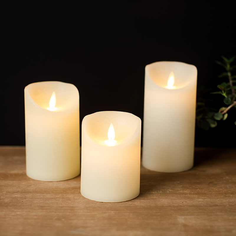 Bộ 3 Nến Không Lửa Sáp Ivory Real